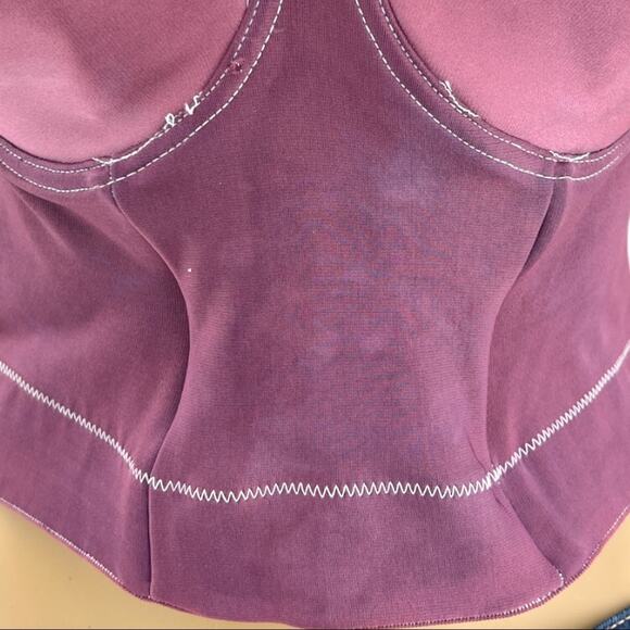 Cupid 40C American VINTAGE 90s Purple Hand Dyed Elastic Pullover Bustier - Picture 7 of 8